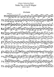 Сюита для виолончели No.6 ре мажор, BWV 1012: Для одного исполнителя by Иоганн Себастьян Бах