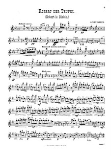 Транскрипции на мотивы из оперы 'Роберт-дьявол' Дж. Мейербера для скрипки (или флейты), виолончели и фортепиано: Партия флейты by Вильгельм Попп