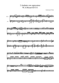 Соната для фортепиано No.9 ре мажор, K.311: Teil 2 Andante con espressione, für Flöte/Violine und Gitarre by Вольфганг Амадей Моцарт