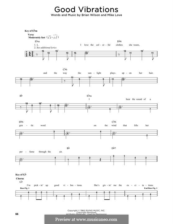 Good Vibrations (The Beach Boys): Для бас-гитары by Brian Wilson, Mike Love