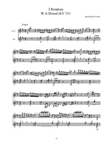 Соната для фортепиано No.9 ре мажор, K.311: Teil 3 Rondeau, für Flöte/Violine und Gitarre by Вольфганг Амадей Моцарт