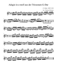 Соната для флейты, скрипки и клавесина соль мажор, BWV 1038: Violin part by Иоганн Себастьян Бах