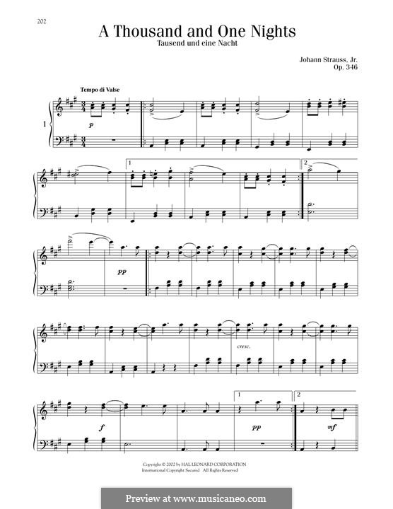 Тысяча и одна ночь, Op.346: Для фортепиано by Иоганн Штраус (младший)