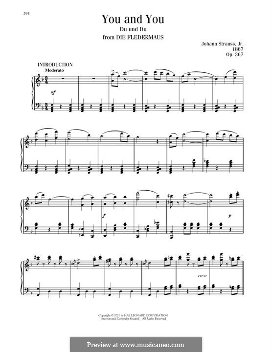 Ты и ты, Op.367: Для фортепиано by Иоганн Штраус (младший)