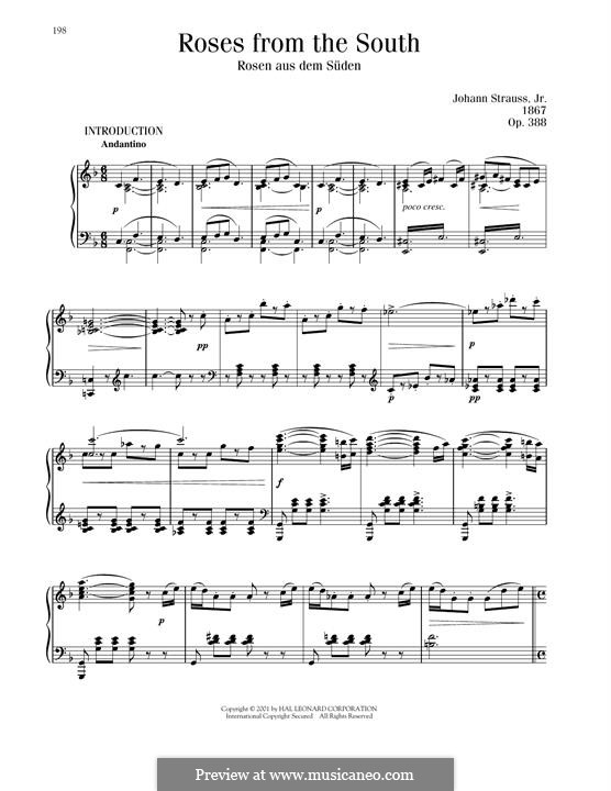 Розы с юга, Op.388: Для фортепиано by Иоганн Штраус (младший)
