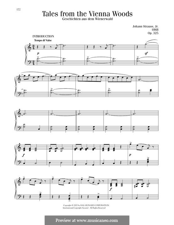 Сказки Венского леса, Op.325: Для фортепиано by Иоганн Штраус (младший)