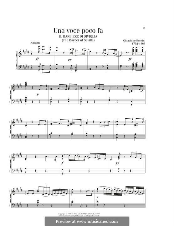 Una voce poco fa: Для фортепиано by Джоаккино Россини