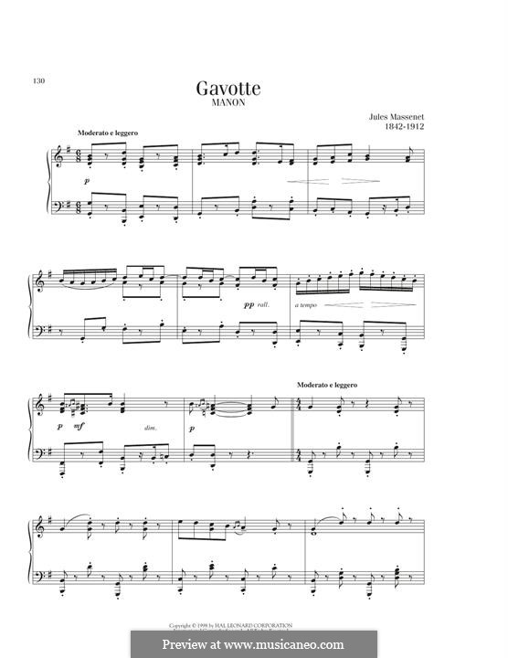 Манон: Gavotte. Version for piano by Жюль Массне