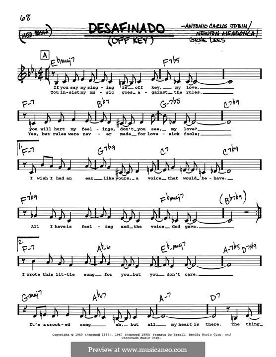 Desafinado (Slightly Out of Tune): Low Voice by Antonio Carlos Jobim