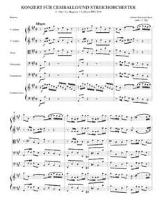Концерт для клавесина и струнных No.4 ля мажор, BWV 1055: Партитура by Иоганн Себастьян Бах