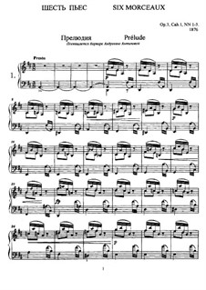 Шесть пьес для фортепиано, Op.3: No.1 by Анатолий Лядов