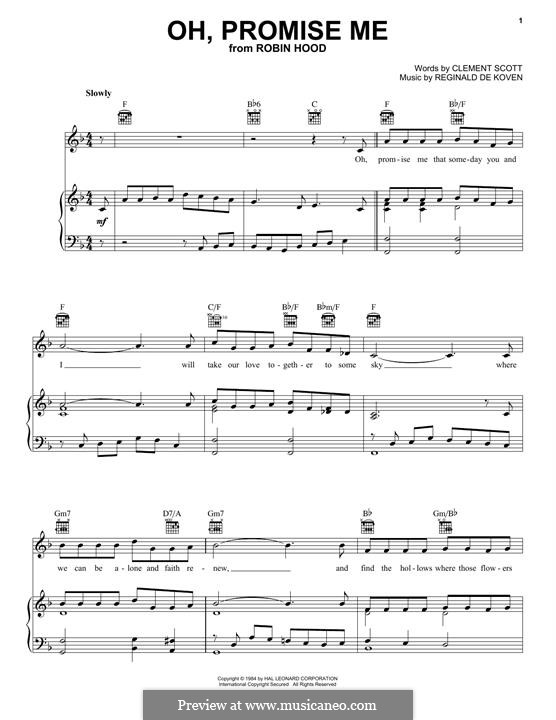 Oh Promise Me, Op.50: Для голоса и фортепиано (или гитары) by Reginald De Koven