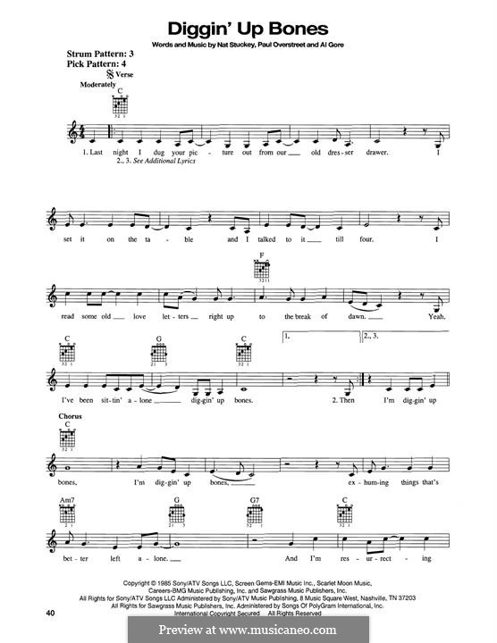 Diggin' Up Bones (Randy Travis): Для гитары by Al Gore, Nat Stuckey, Paul Overstreet
