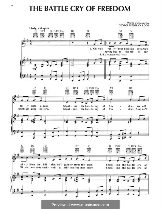The Battle Cry of Freedom: Для голоса и фортепиано (или гитары) by George Frederick Root