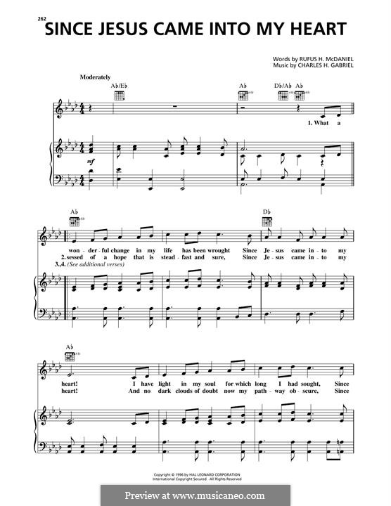 Since Jesus Came Into My Heart: Для голоса и фортепиано (или гитары) by Charles Hutchinson Gabriel