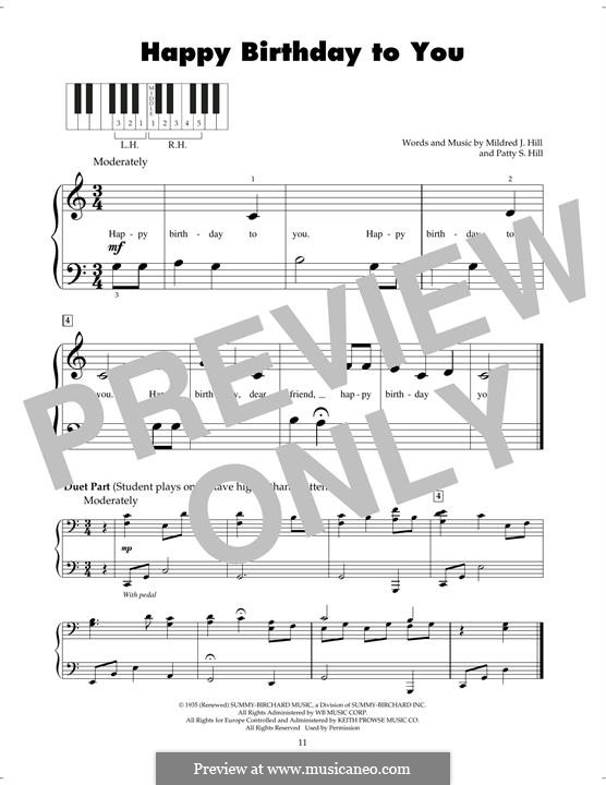 С днем рождения тебя: Для фортепиано by Милдред  Хилл