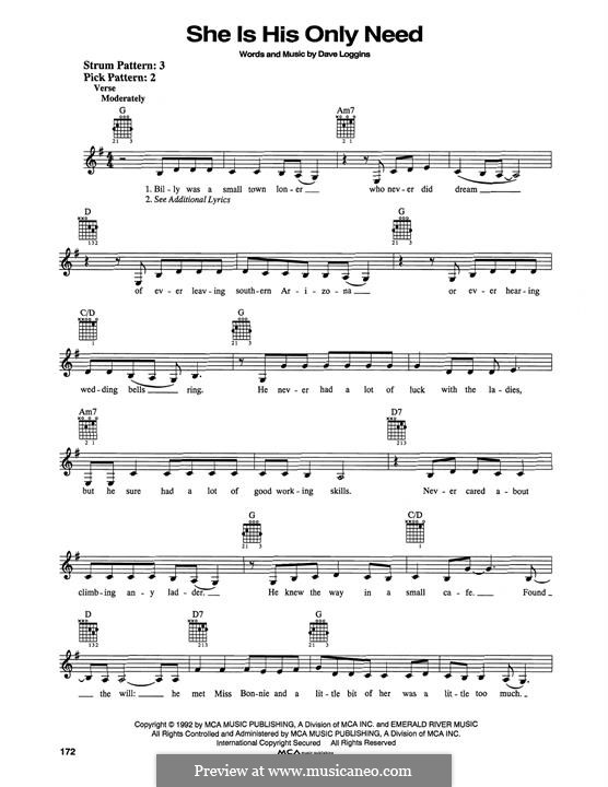 She Is His Only Need: Для гитары by Dave Loggins