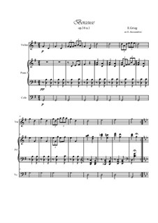 Лирические пьесы, Op.38: No.1 Cradle Song, for violin, piano and cello by Эдвард Григ