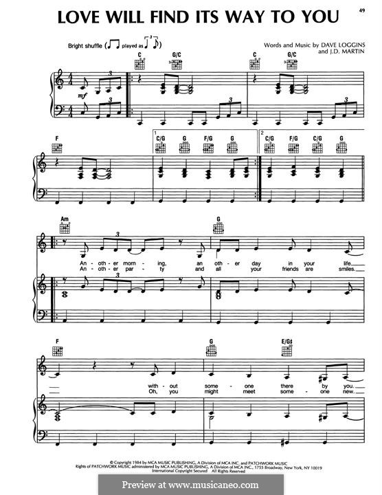 Love Will Find Its Way To You (Reba McEntire): Для голоса и фортепиано (или гитары) by Dave Loggins, J.D. Martin