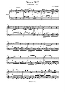 Соната для фортепиано No.2 фа мажор, K.280: Часть II by Вольфганг Амадей Моцарт