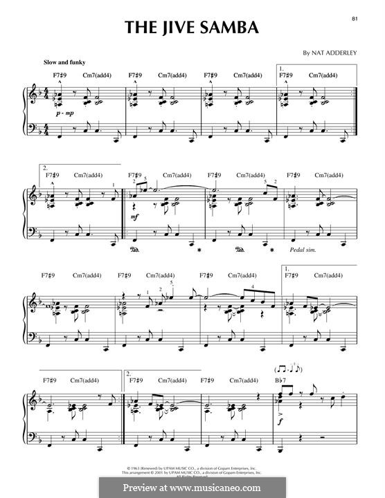 The Jive Samba: Для фортепиано (jazz version) by Nat Adderley Jr.