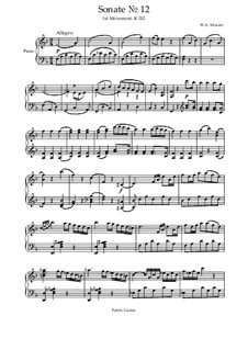 Соната для фортепиано No.12 фа мажор, K.332: Часть I by Вольфганг Амадей Моцарт