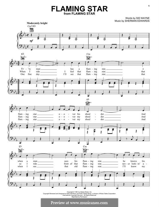Flaming Star: Для голоса и фортепиано (или гитары) by Sherman Edwards, Sid Wayne