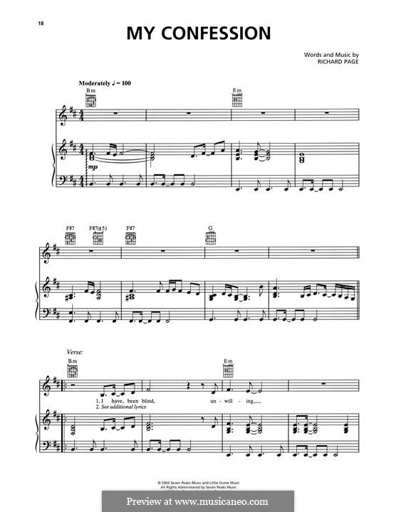 My Confession (Josh Groban): Для голоса и фортепиано (или гитары) by Richard Page