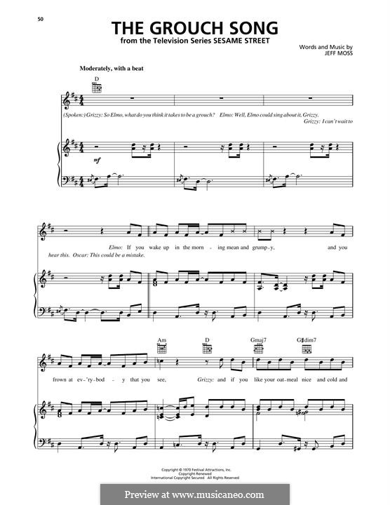 The Grouch Song (from Sesame Street): Для голоса и фортепиано (или гитары) by Jeff Moss