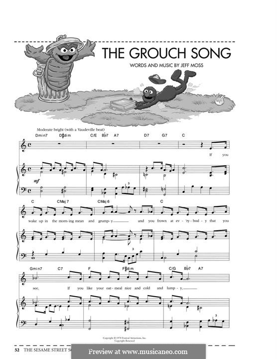 The Grouch Song (from Sesame Street): Для голоса и фортепиано (или гитары) by Jeff Moss