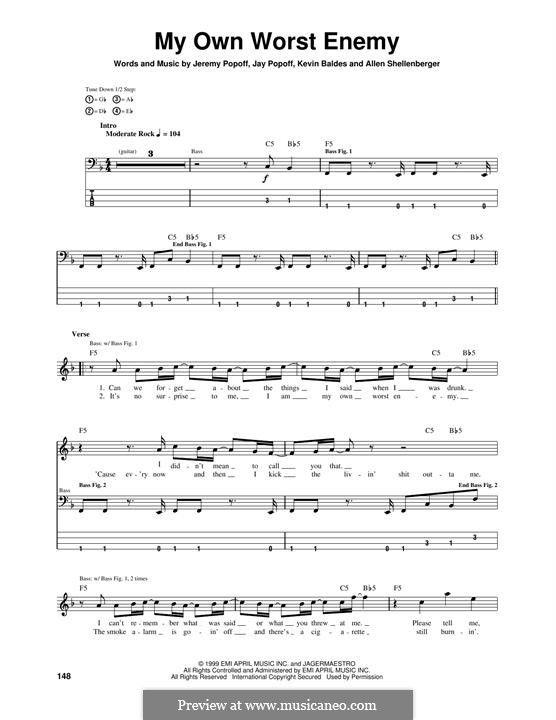 My Own Worst Enemy (Lit): Для бас-гитары by Allen Shellenberger, Jay Popoff, Jeremy Popoff