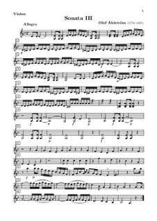 Четыре сонаты для скрипки и клавесина (или фортепиано), Op.2: Соната No.3 – сольная партия by Olof Åhlström
