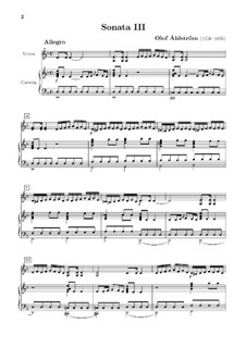 Четыре сонаты для скрипки и клавесина (или фортепиано), Op.2: Соната No.3 – партитура by Olof Åhlström