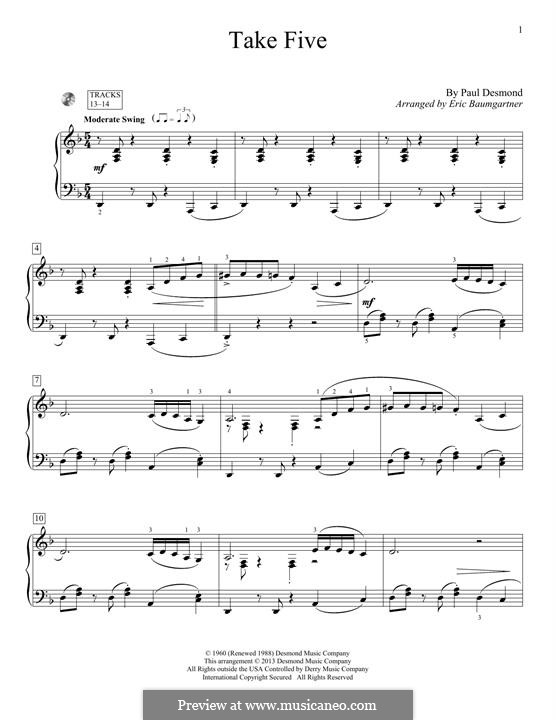 Take Five (Dave Brubeck): Для фортепиано by Paul Desmond