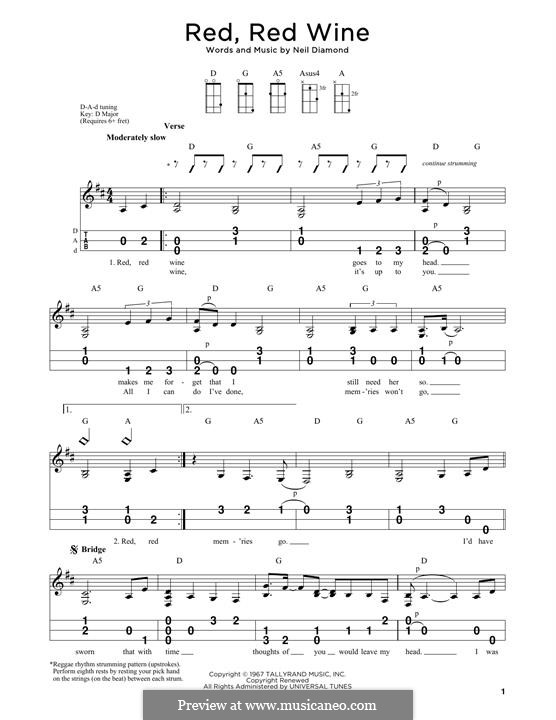 Red, Red Wine (UB40): For dulcimer by Neil Diamond