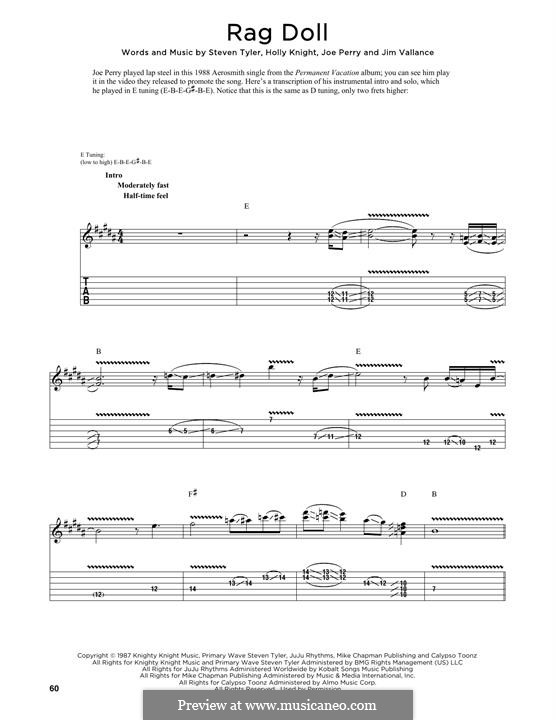 Rag Doll (Aerosmith): Для гитары by Holly Knight, Jim Vallance, Joe Perry, Steven Tyler