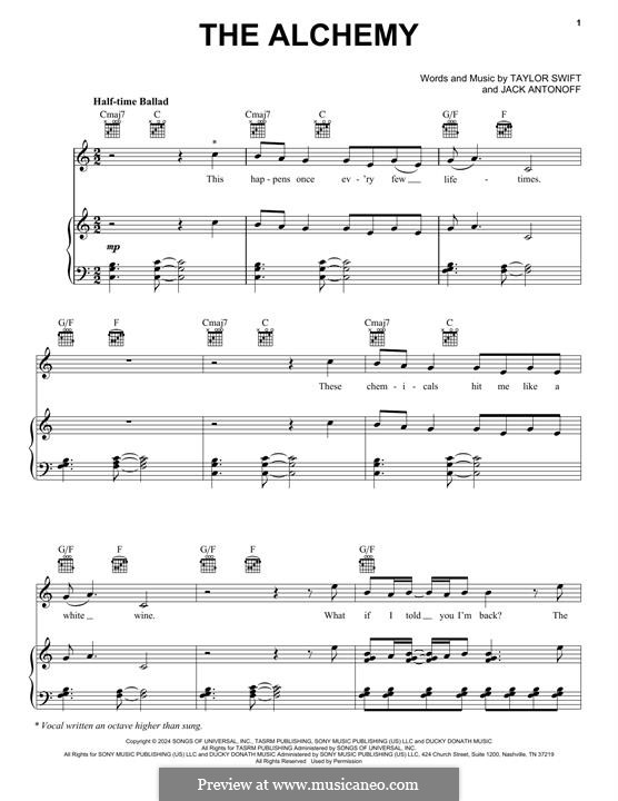 The Alchemy (Taylor Swift): Для голоса и фортепиано (или гитары) by Jack Antonoff