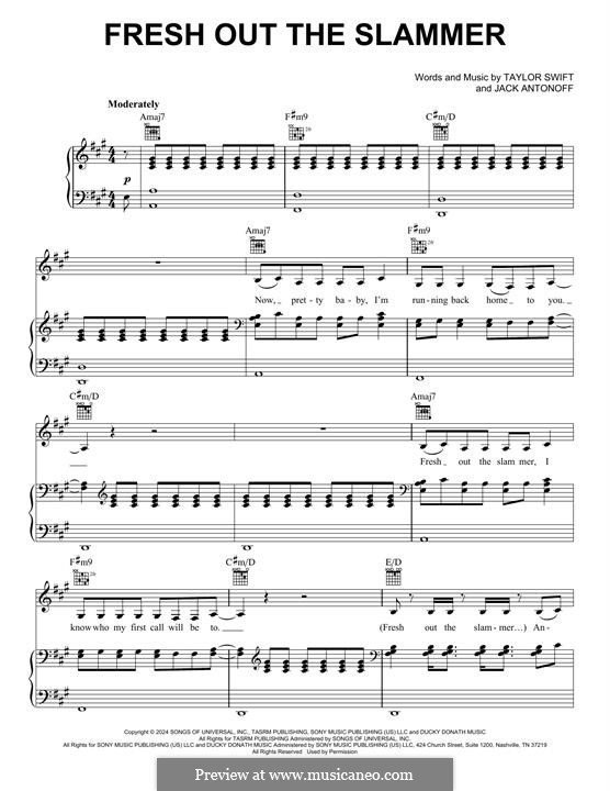 Fresh Out The Slammer (Taylor Swift): Для голоса и фортепиано (или гитары) by Jack Antonoff