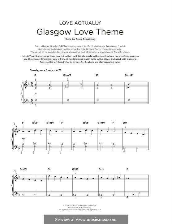 Glasgow Love Theme (from Love Actually): Для фортепиано by Craig Armstrong