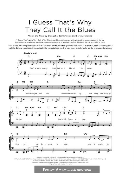 I Guess That's Why They Call It the Blues: Для фортепиано by Davey Johnstone, Elton John