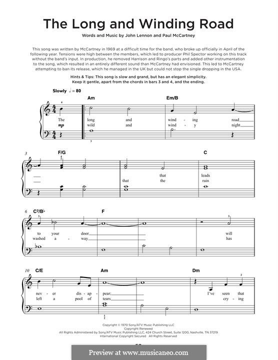The Long and Winding Road (The Beatles): Для фортепиано by John Lennon, Paul McCartney