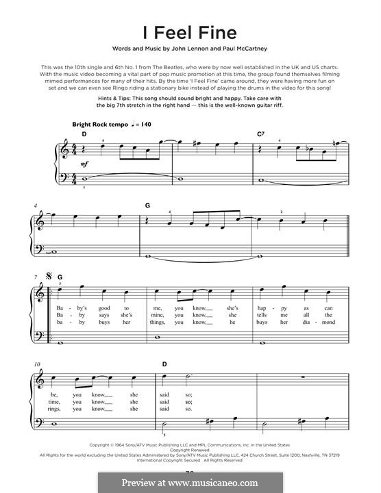 I Feel Fine (The Beatles): Для фортепиано by John Lennon, Paul McCartney