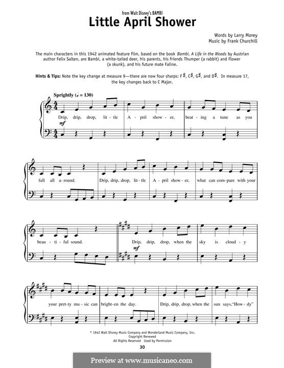 Little April Shower (from Bambi): Для фортепиано by Frank Churchill