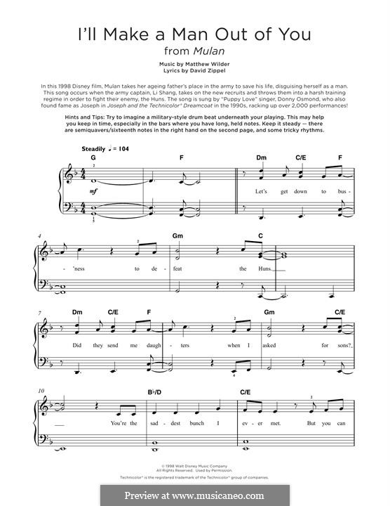 I'll Make a Man Out of You (from Mulan): Для фортепиано by Matthew Wilder