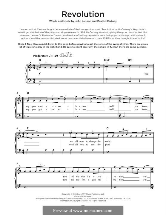 Revolution (The Beatles): Для фортепиано by John Lennon, Paul McCartney
