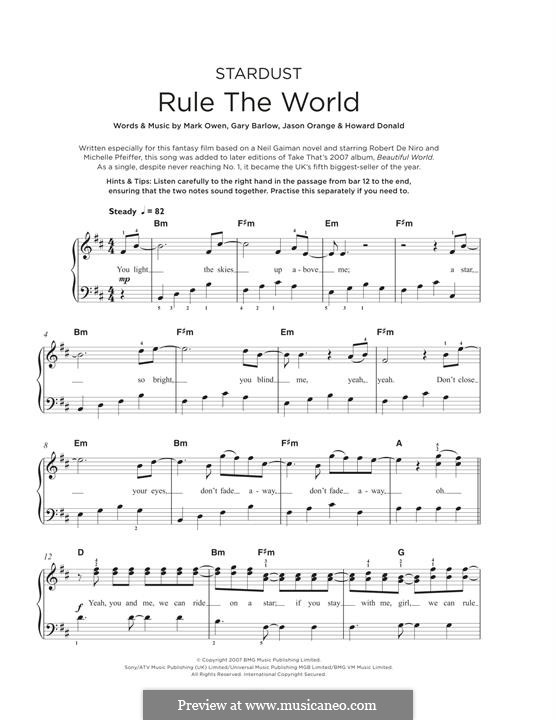 Rule the World (from Stardust): Для фортепиано by Gary Barlow, Howard Donald, Jason Orange, Mark Owen