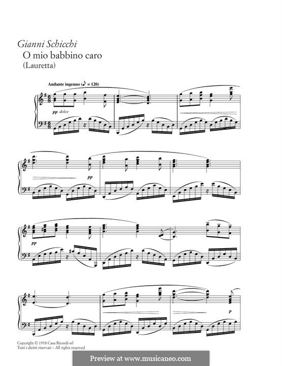 O mio babbino caro: Для фортепиано by Джакомо Пуччини