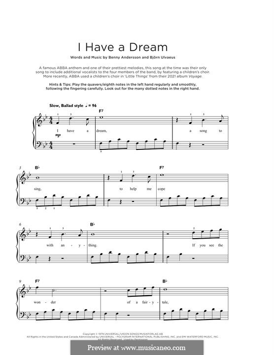 I Have a Dream (ABBA): Для фортепиано by Benny Andersson, Björn Ulvaeus