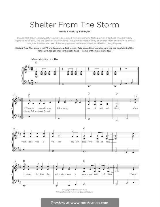 Shelter from the Storm: Для фортепиано by Bob Dylan