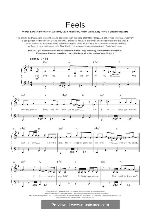 Feels (Calvin Harris feat. Pharrell Williams): Для фортепиано by Adam Wiles, Katy Perry, Pharrell Williams, Sean Anderson, Brittany Hazzard
